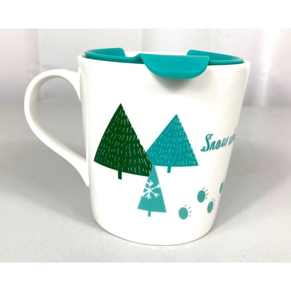 2015 Caribou Coffee Polar Bear "Snow What Fun It Is" COFFEE Mug Cup w/Lid 16 oz - Picture 4 of 10